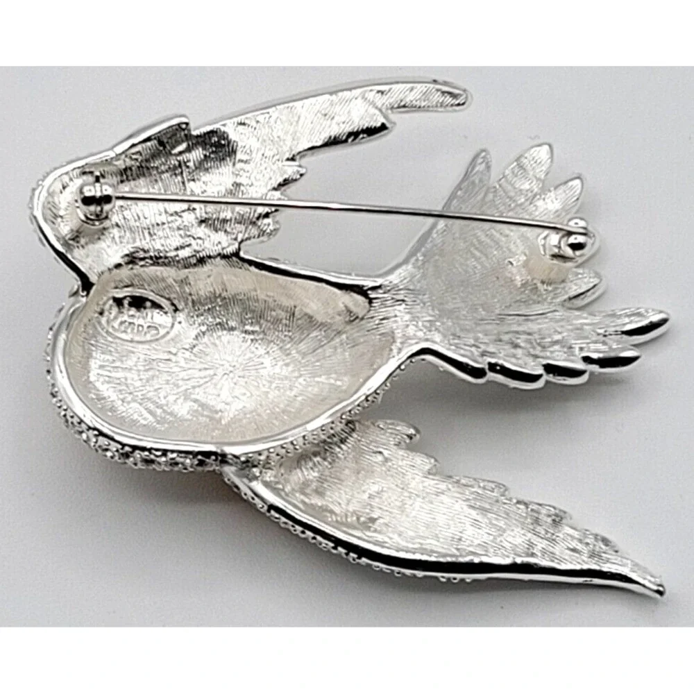 JOAN RIVERS DOVE OF PEACE W/ OLIVE BRANCH BROOCH CLEAR CRYSTALS‎